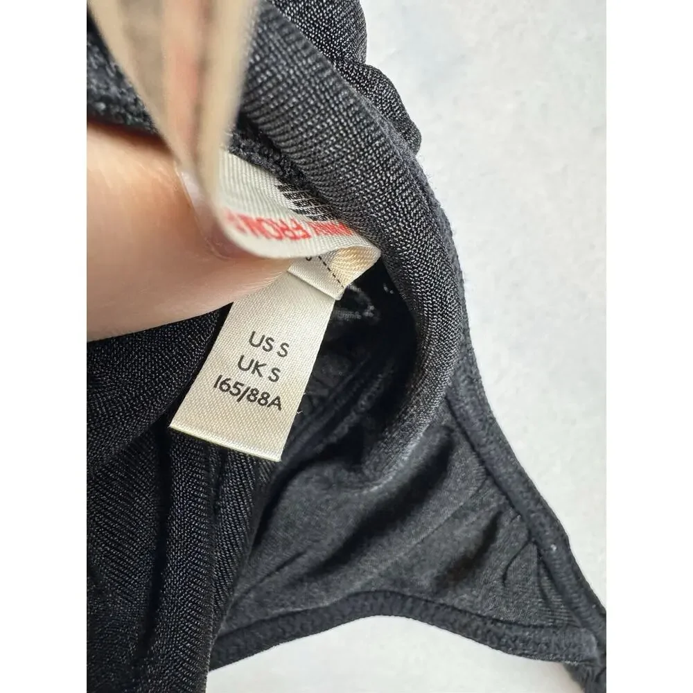 Free People‎ Intimately Turnt Bodysuit Womens S Black Surplice Long Sleeve Thong